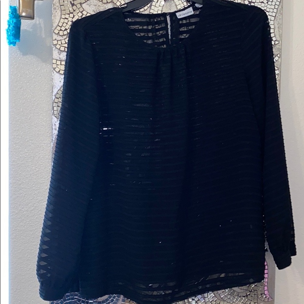 Black sheer striped blouse